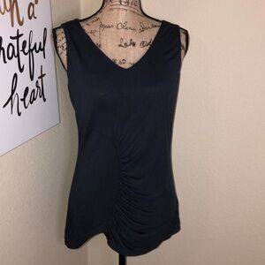 Allen B Ruched Side Navy Tank Top Size Large
